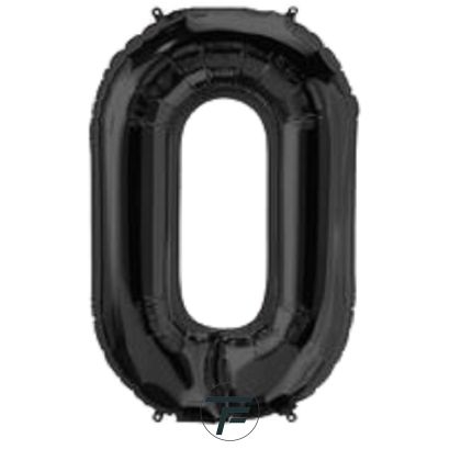 Фолиев балон цифра 0, черен - 80см