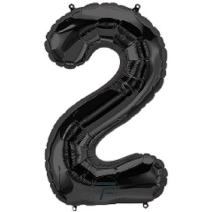 Фолиев балон цифра 2, черен - 80см