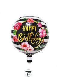 Балон фолио черен кръгъл 18инча Happy Birthday