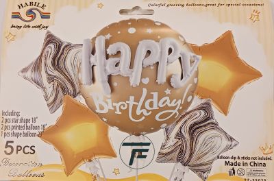 Комплект Балони фолио Happy Birthday злато /5 броя