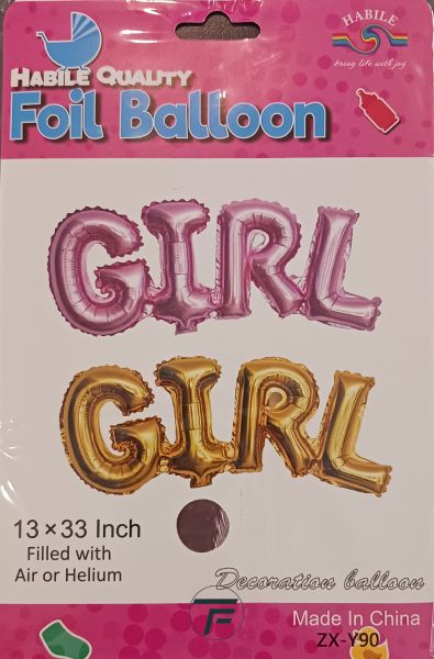 Балон фолио надпис Girl розов