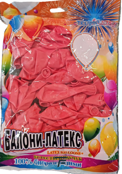 Балони Tropic fire латекс МАКАРОН RED/ ЧЕРВЕНО 10" 100бр./ №2, M10 2
