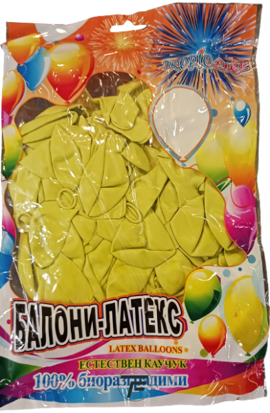 Балони Tropic fire латекс МАКАРОН LEMON GREEEN/ ЛИМОНЕНО ЗЕЛЕНО 10" 100бр./ №10, M10 10