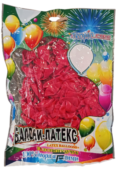 Балони Tropic fire латекс Стандарт RED/ ЧЕРВЕНО 5" 100бр./ №1, ST5 1