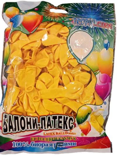 Балони Tropic fire латекс Стандарт YELLOW/ ЖЪЛТО 5" 100бр./ №2, ST5 2