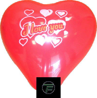 Балон сърце, латекс - червен цвят с печат  I LOVE YOU - 28см, 100бр.
