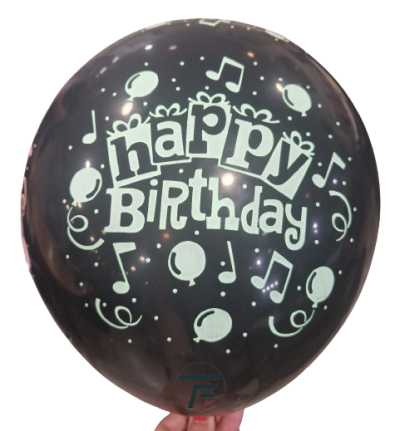 Балони латекс  с неонов печат Happy Birthday, 100броя