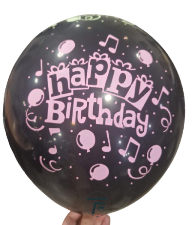 Балони латекс  с неонов печат Happy Birthday, 100броя