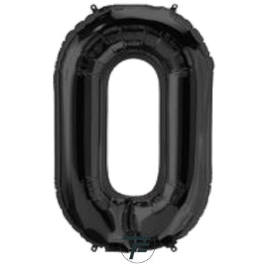 Фолиев балон цифра 0, черен - 80см