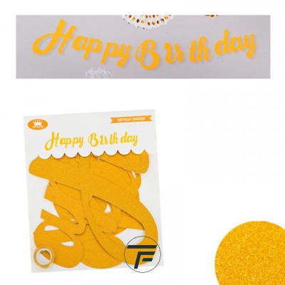 Парти надпис Happy Birthday /брокат/ злато