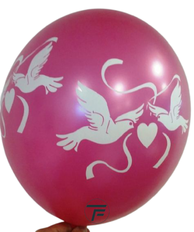 Балони с печат, Гълъби, 30см., четиристранен печат, 100бр.