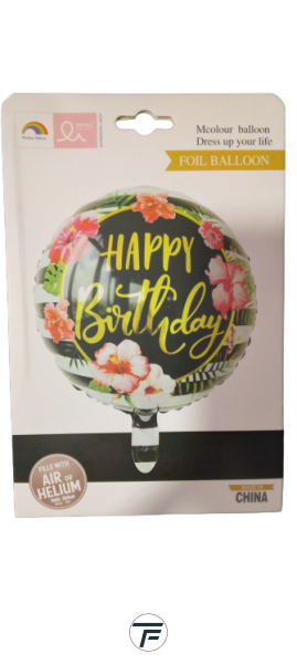 Балон фолио черен кръгъл 18инча Happy Birthday
