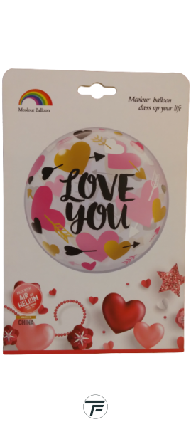 Балон фолио кръгъл 18инча LOVE YOU шарен