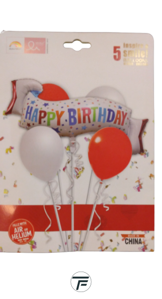 Комплект балони фолио и латекс с банер HAPPY BIRTHDAY /5 броя/