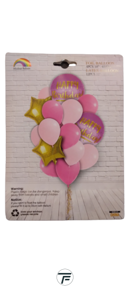 Комплект балони фолио и латекс розово HAPPY Birthday /16 броя/