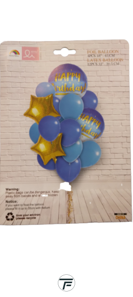 Комплект балони фолио и латекс, сини Happy byrthday /16 броя/