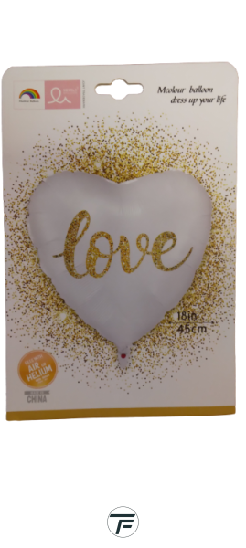 Балон фолио сърце с надпис Love-бял 